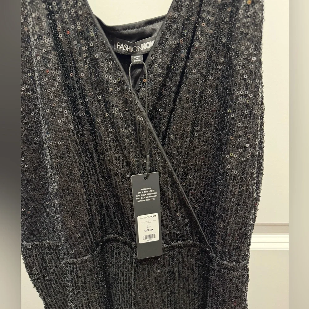 Black Sequin Jumpsuit - Picture 3 of 5